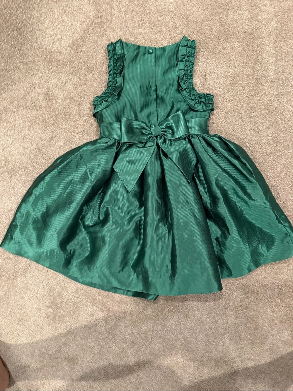 Janie and Jack Girls 3 Emerald Green Holiday Party Dress Bow Christmas
